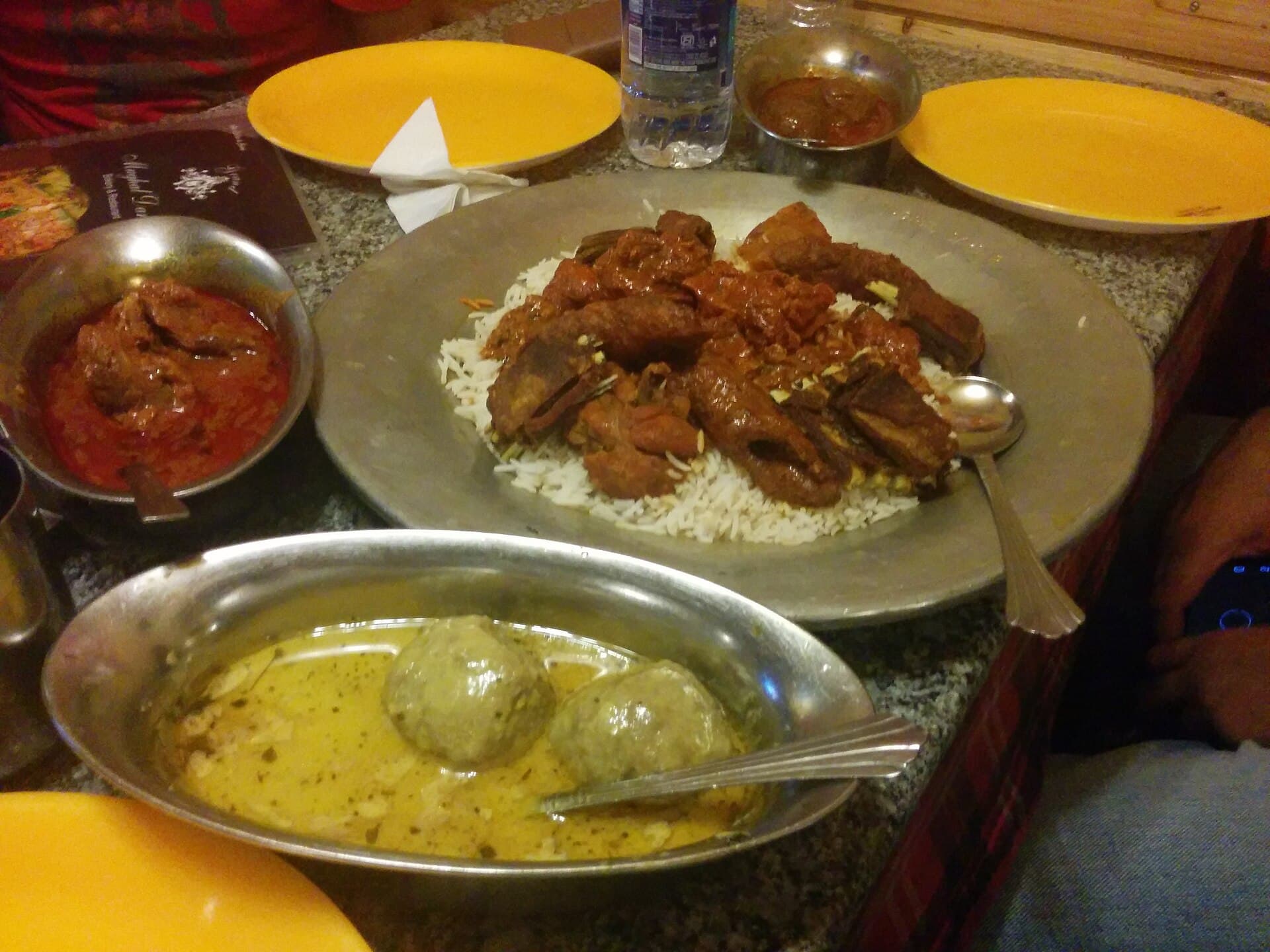 A traditional Kashmiri wazwan spread